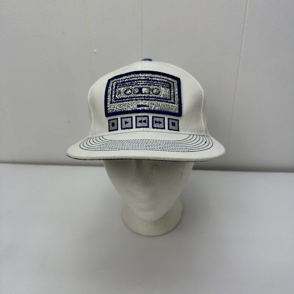 KBETHOS Hat Cap White Blue Cassette Tape Fitted Small Music Retro - Picture 2 of 13